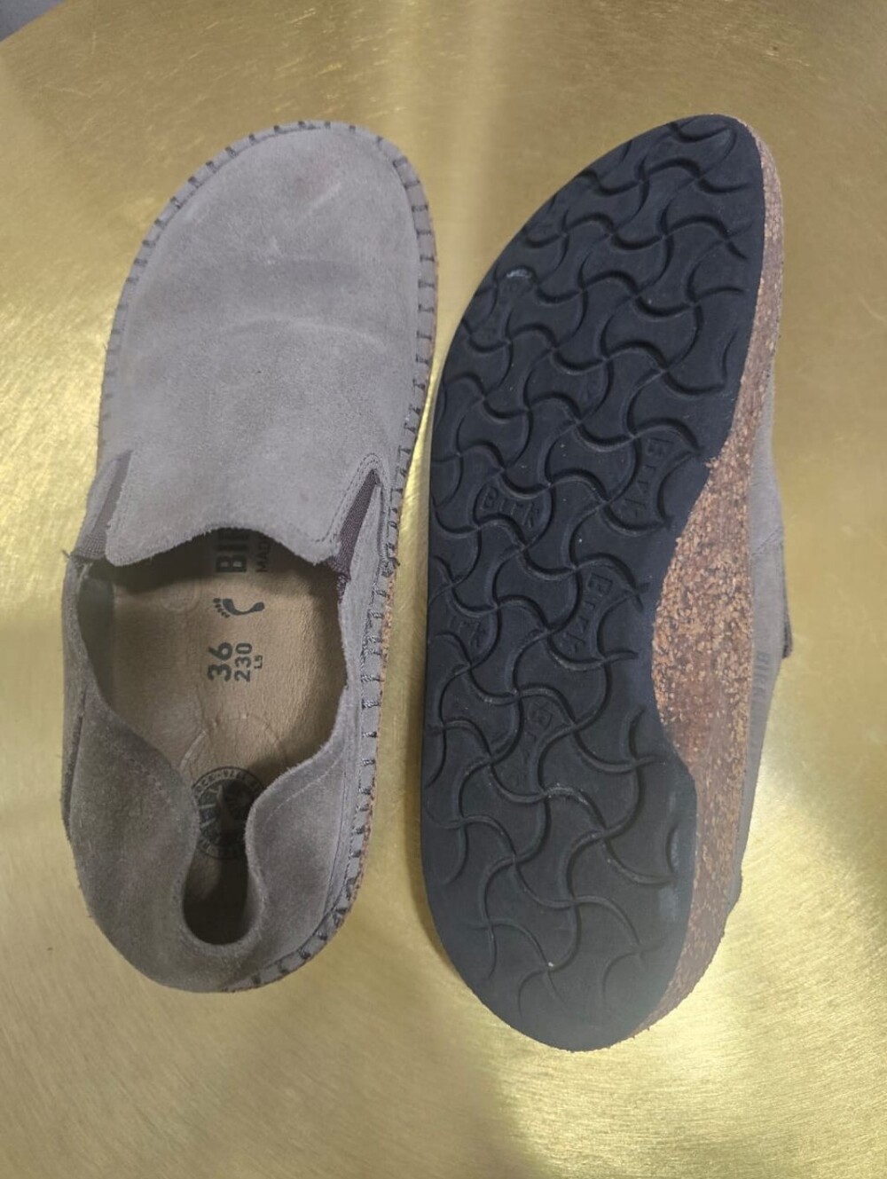Birkenstock Callan Tan / Gray Taupe Suede Leather Shoes Sz 36 / L5 - Picture 2 of 10